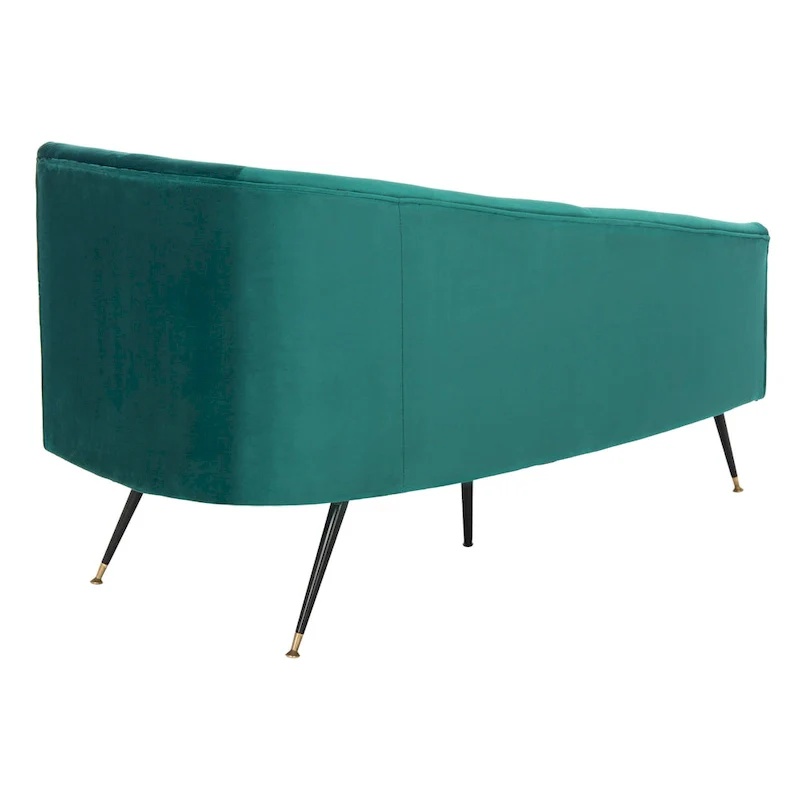 SAFAVIEH Helgrit Black/Gold Velvet Retro Glam Settee - 57.5 W x 27 D x 28 H - 58Wx27Dx28H