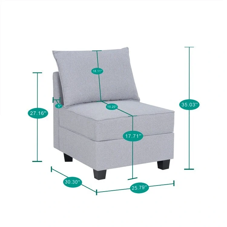 Modern DIY Convertible Modular Sectional Ultimate Sofa Collection - Optional Ottoman Middle and Armrest Modules