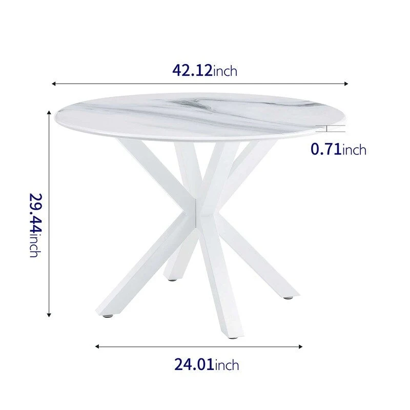 Grondin Mid-Century Modern Round Dininig Table with MDF Top and Pedestal Base, 42.1 End Table Leisure Table