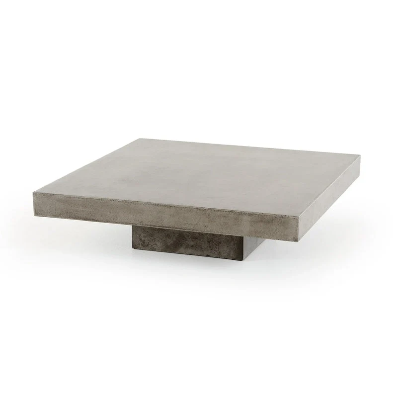 Modern Square Coffee Table - Gray Concrete Finish, 43W x 43D x 12H, Contemporary Design