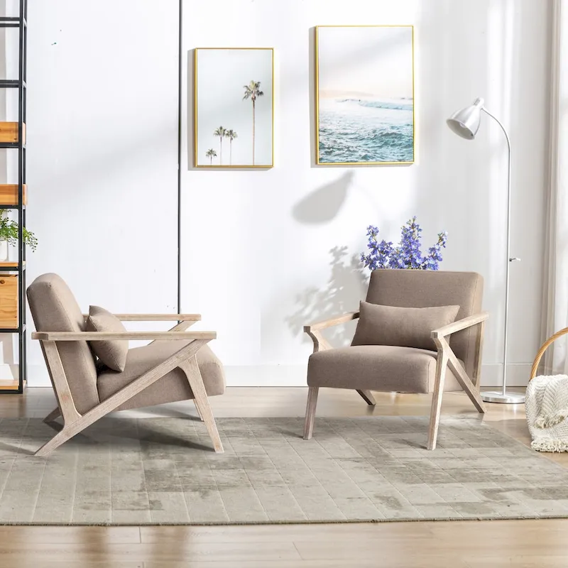 Accent Armchair Solid Hardwood Upholstered