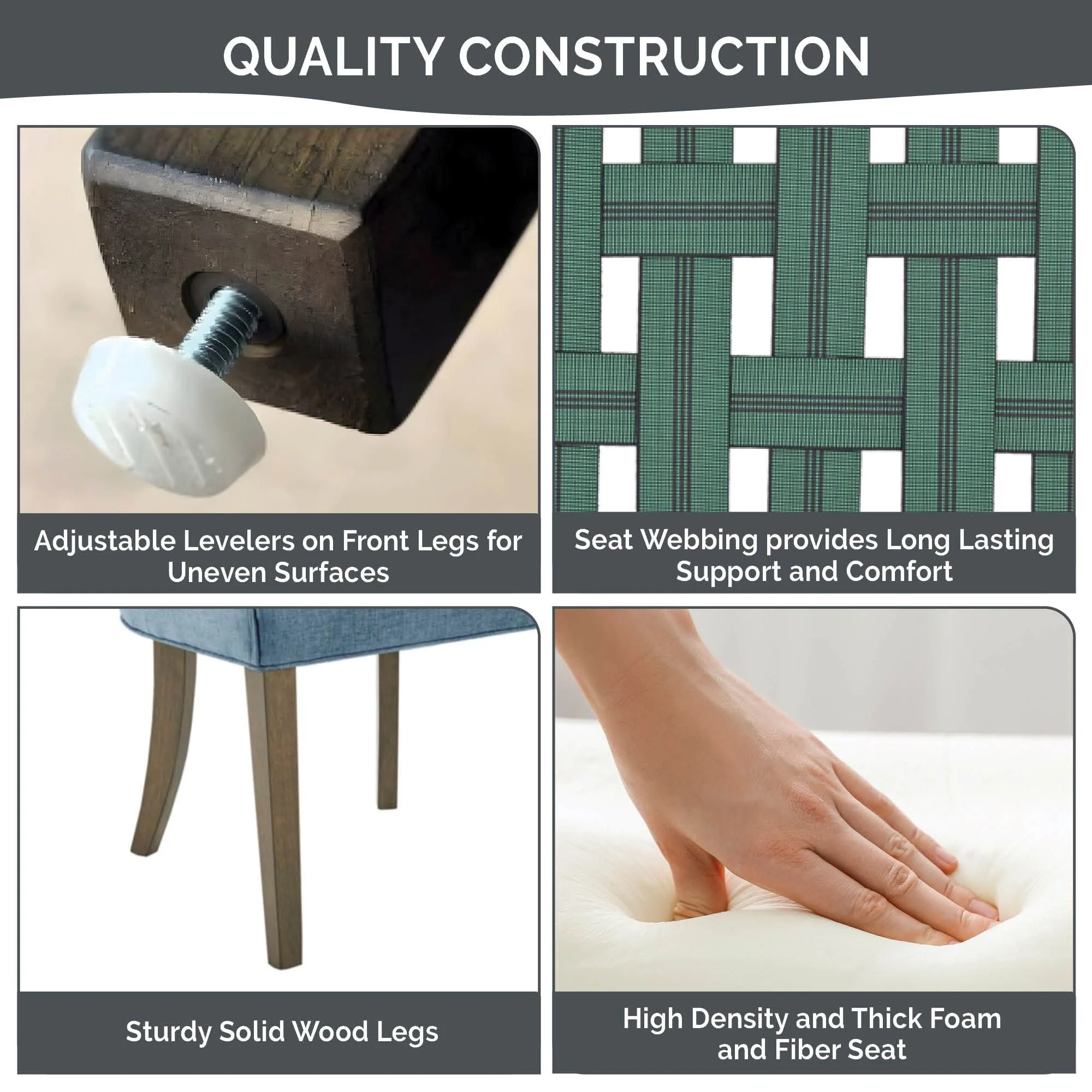 Madison Park Signature Ultra Upholstered Dining Side Chairs With Wood Legs (Set of 2) - N/A