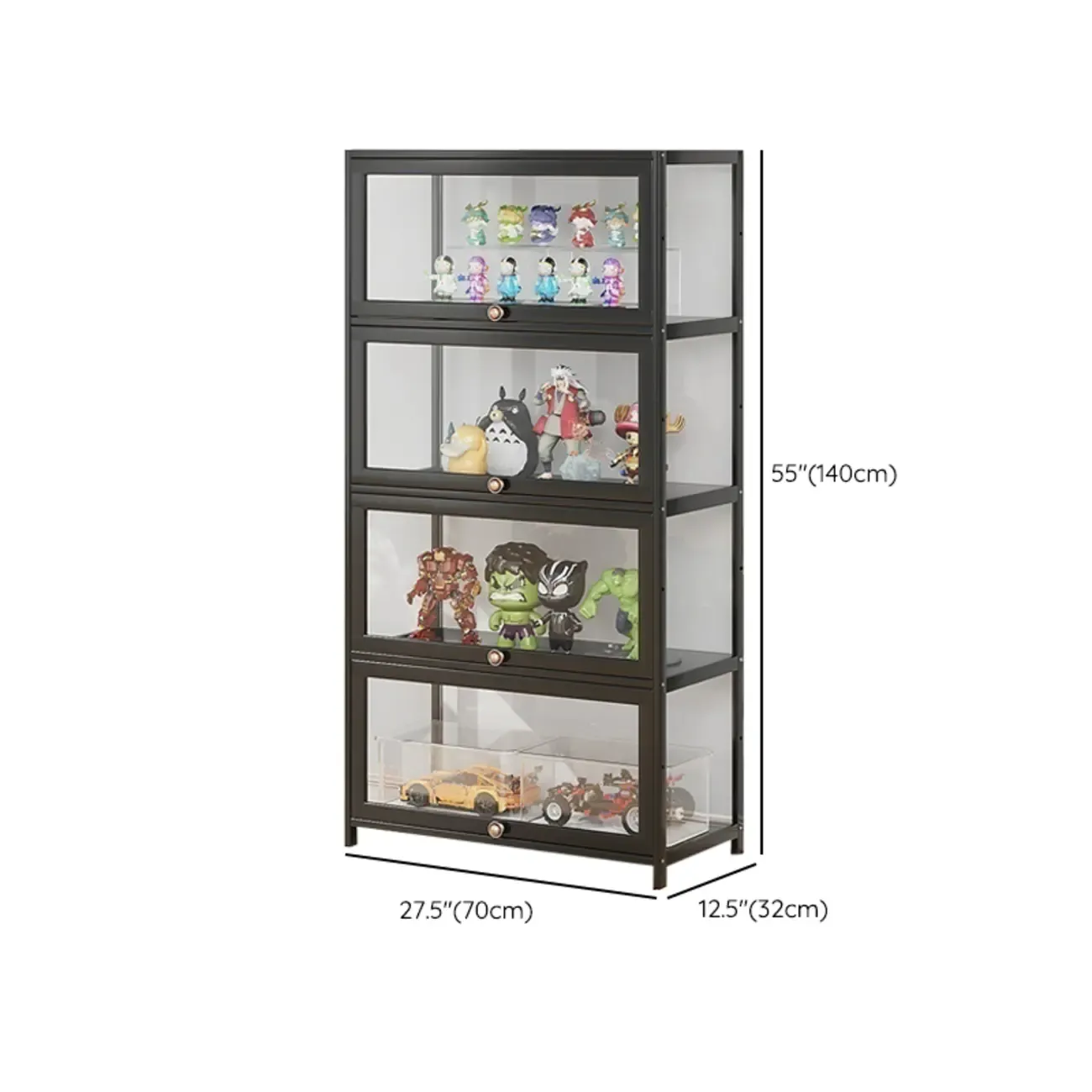 Simple Flip-up Black Clear Glass Cabinet