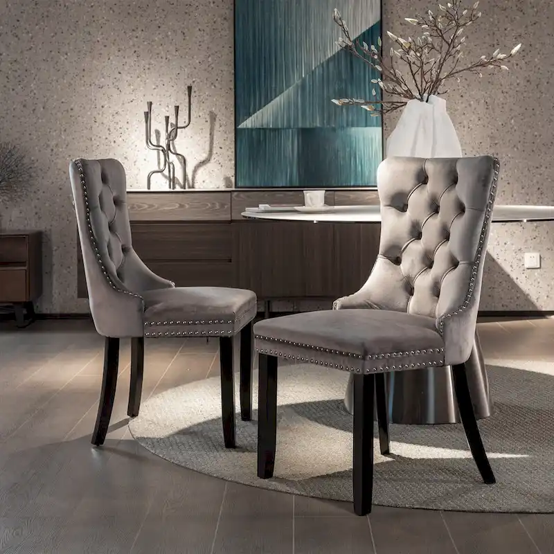 Velvet Upholstered Dining Chair 2-Pcs Set