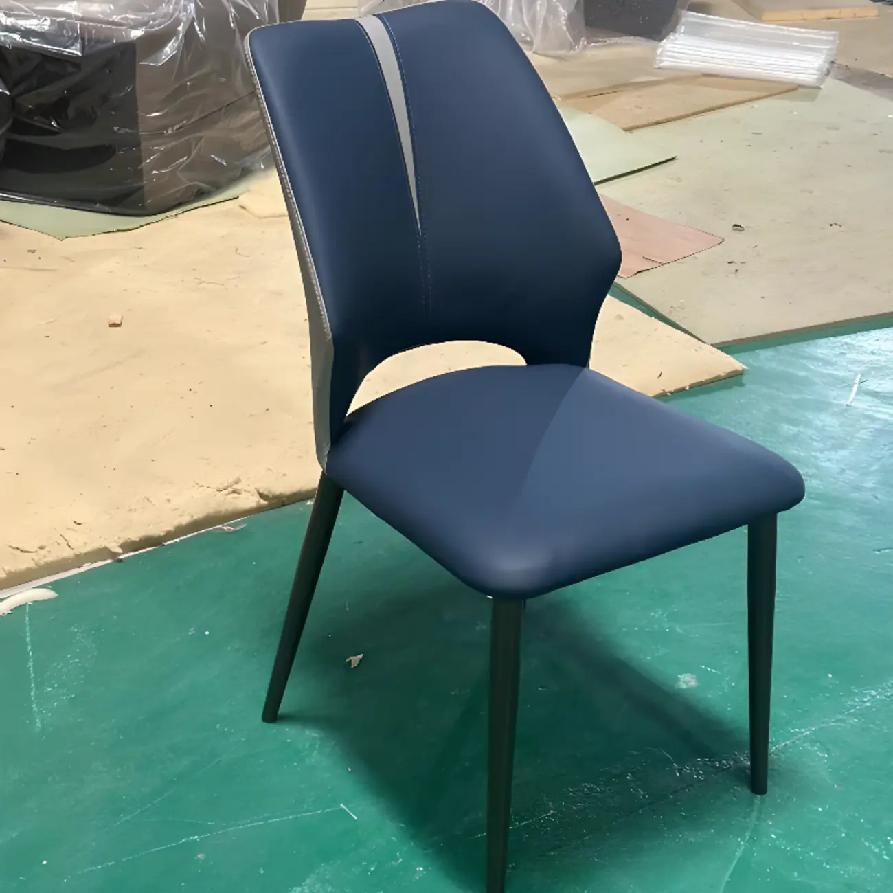 Modern Faux Leather Open Back Armless Dining Chair