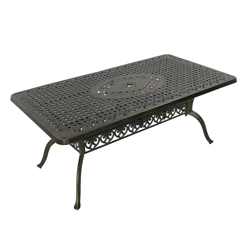 71 Elegant Hollowed Out Cast Aluminum Rectangular Table-Antique Bronze