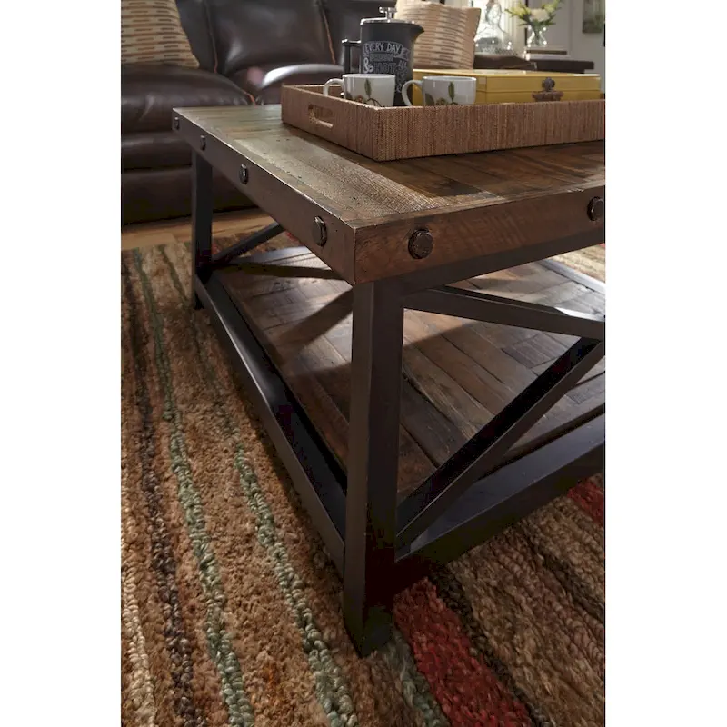 Homestyles Carpenter Brown Wood Square Coffee Table