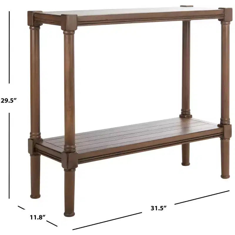Console Table with Open Shelf – Brown / Distressed White