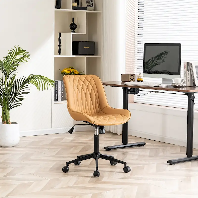 Armless Home Office Desk Chairs with Wheels Rolling Task Chair