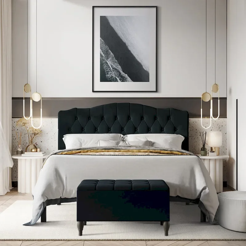 CraftPorch 2 Piece Bedroom Bench Set Transitional Button Tufted Bed