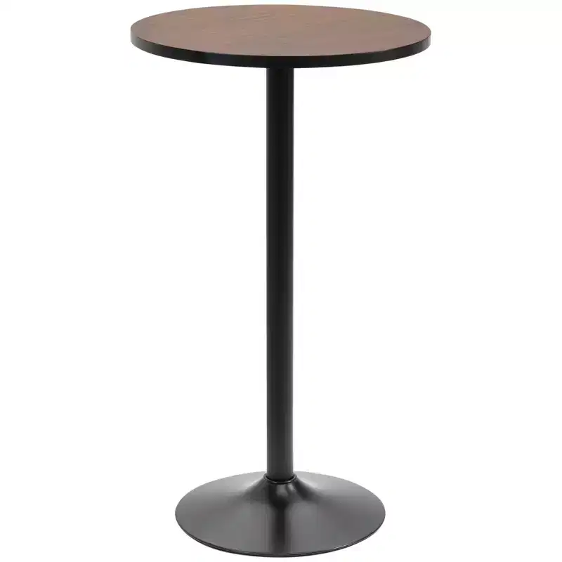 HOMCOM 41H Rustic Industrial Bar Table Pub Table Elm Wood Top with Metal Base