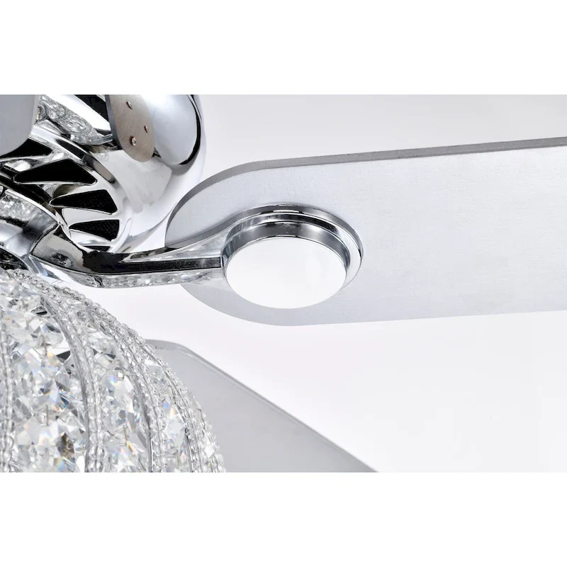 Gahila 52 Inch Chrome Finish Crystal Ceiling Fan with Remote - N/A