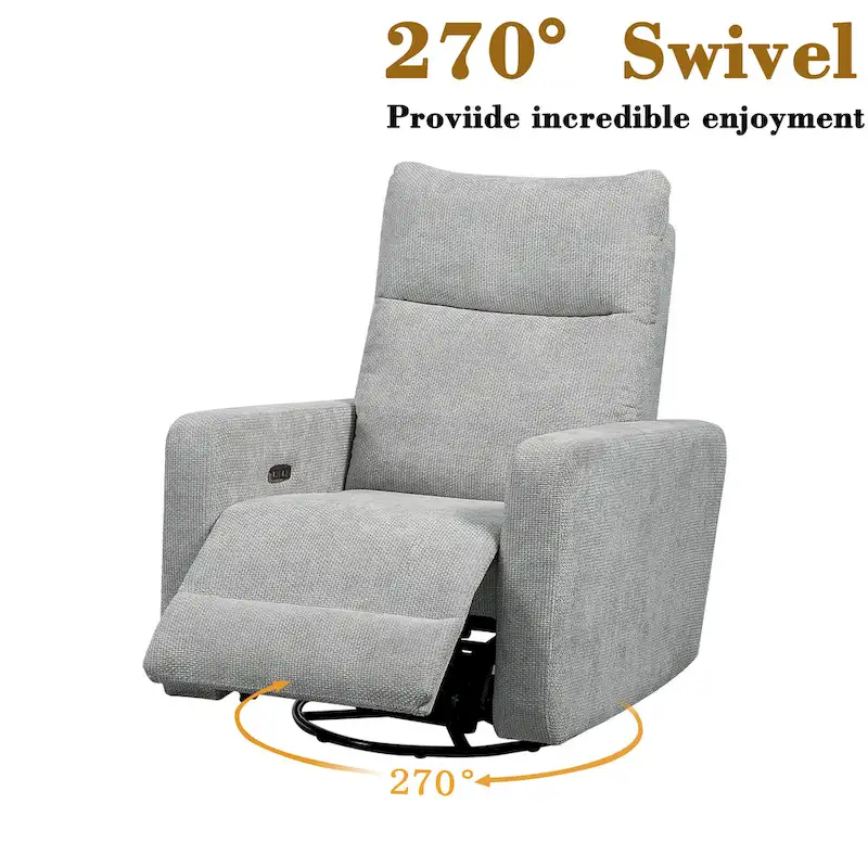 Olmas 33.5 W Power Swivel Glider Recliner with USB Charger
