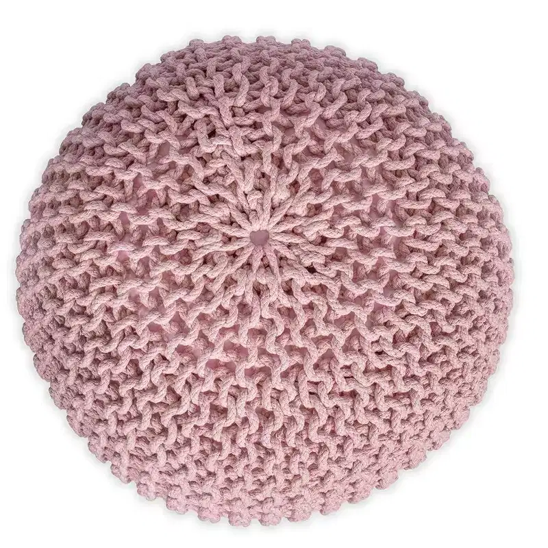 BirdRock Home Round Pouf Foot Stool Ottoman - Dusty Rose