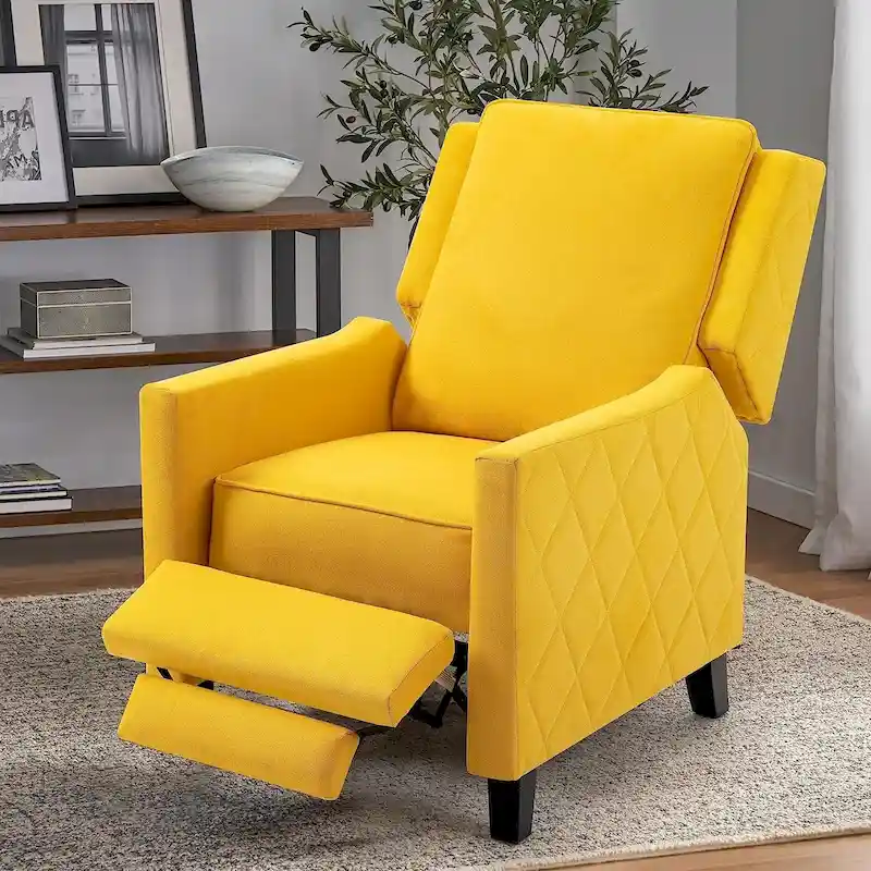 AVAWING Push Back Recliner Chair Linen Wing Back Chair