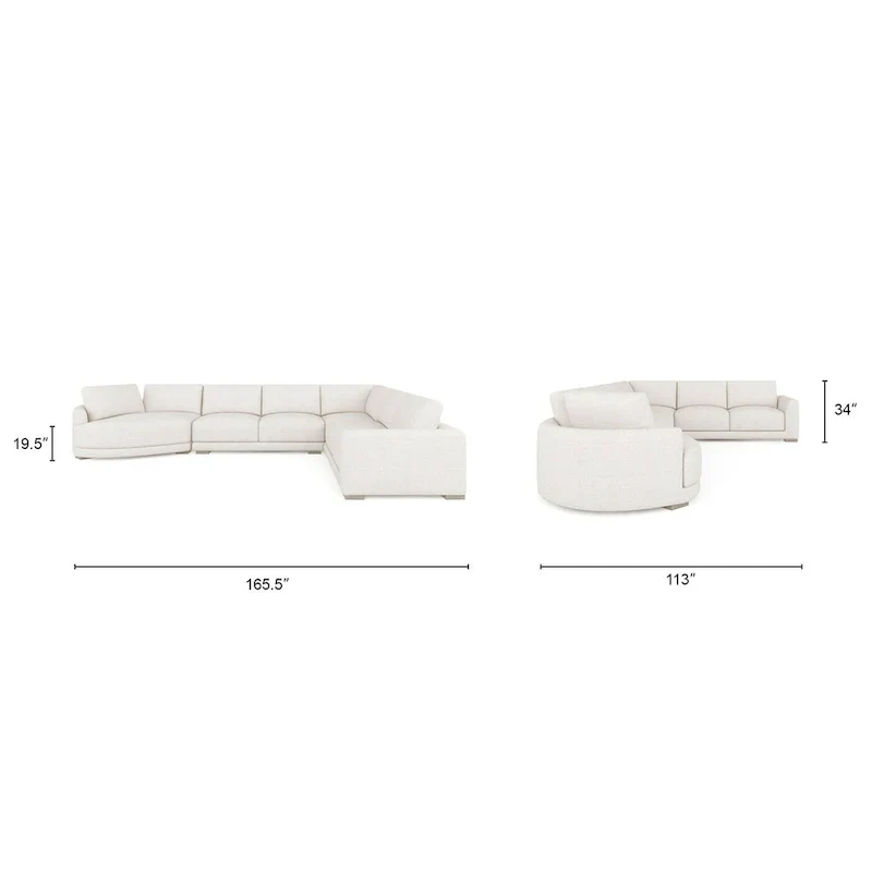 Laguna 165.5 L-Shape Modular Sectional Sofa with Chaise Lounge