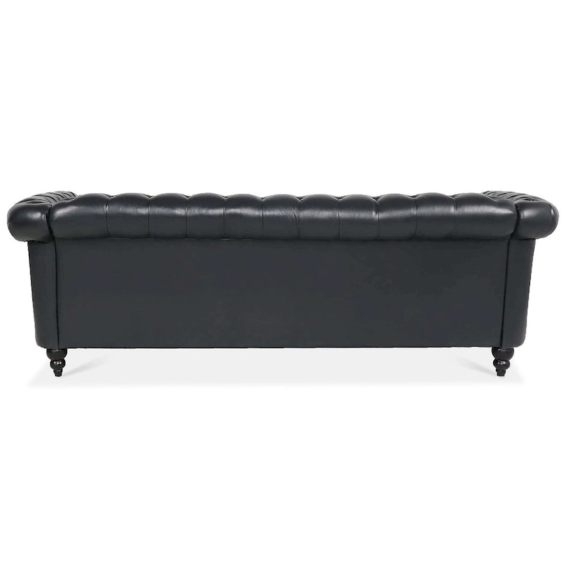 84.65 Chesterfield Tufted Faux Leather Sofa with Rolled Arms
