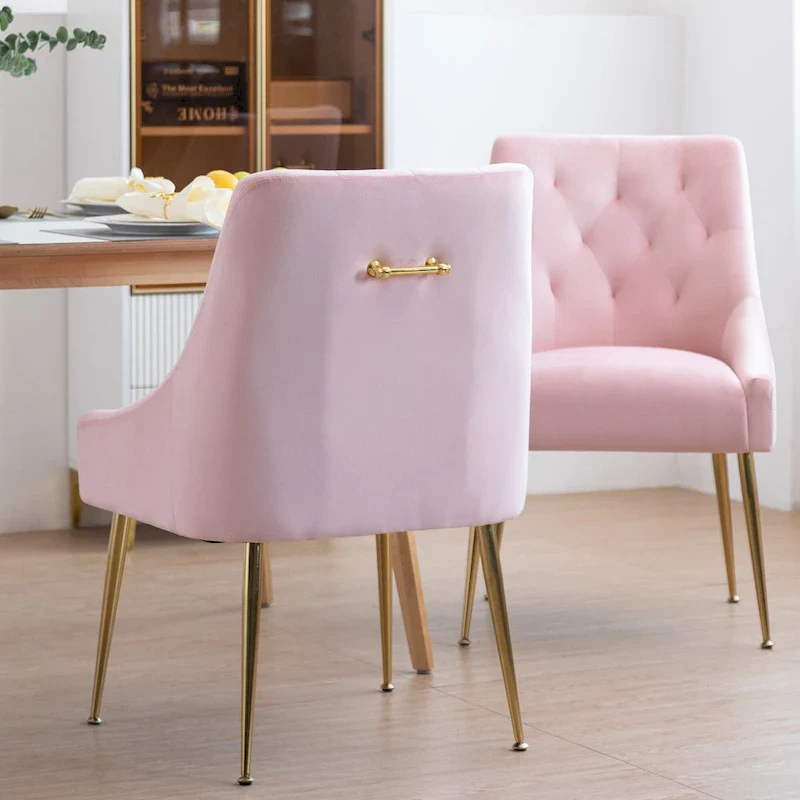 XINMICS Mid-Century Modern Velvet Dining Chair, Upholstered Parsons Chair, Set of 2