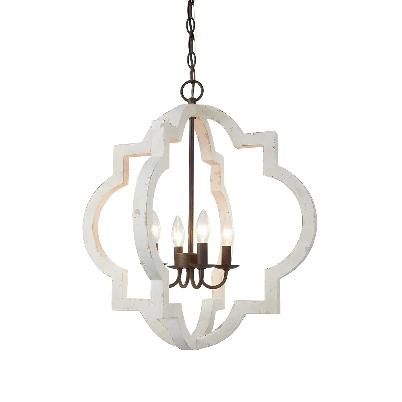 Classic Traditional Quatrefoil Wooden Candelabra Chandelier