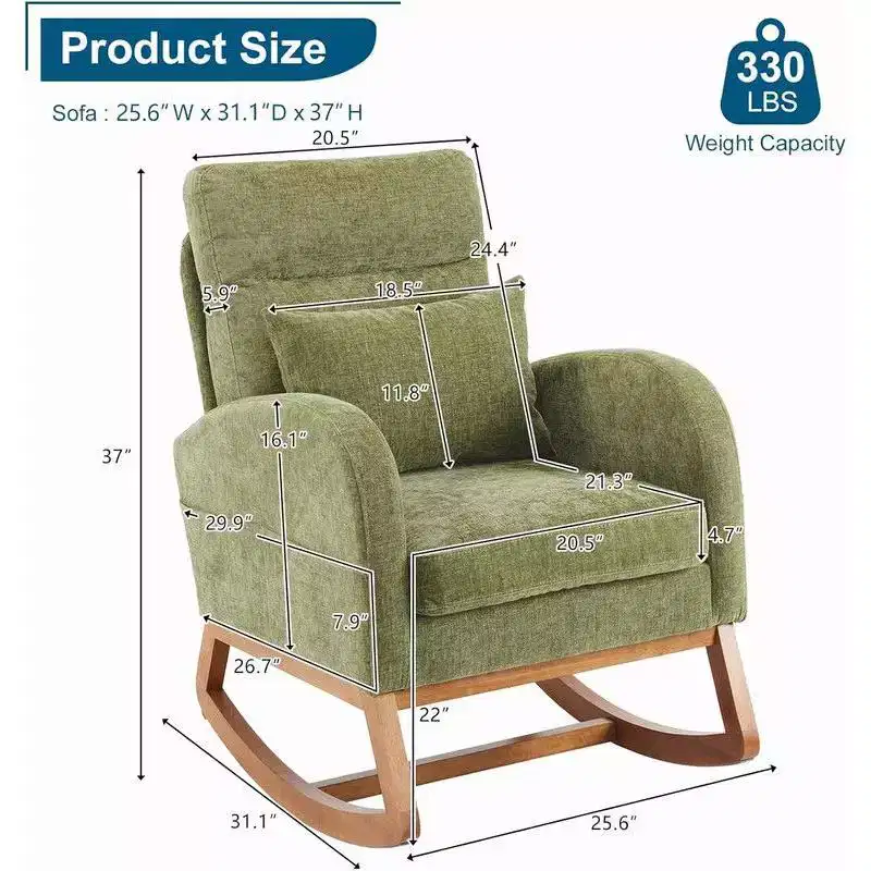 Karl Home Upholstered Green Rocking Chair