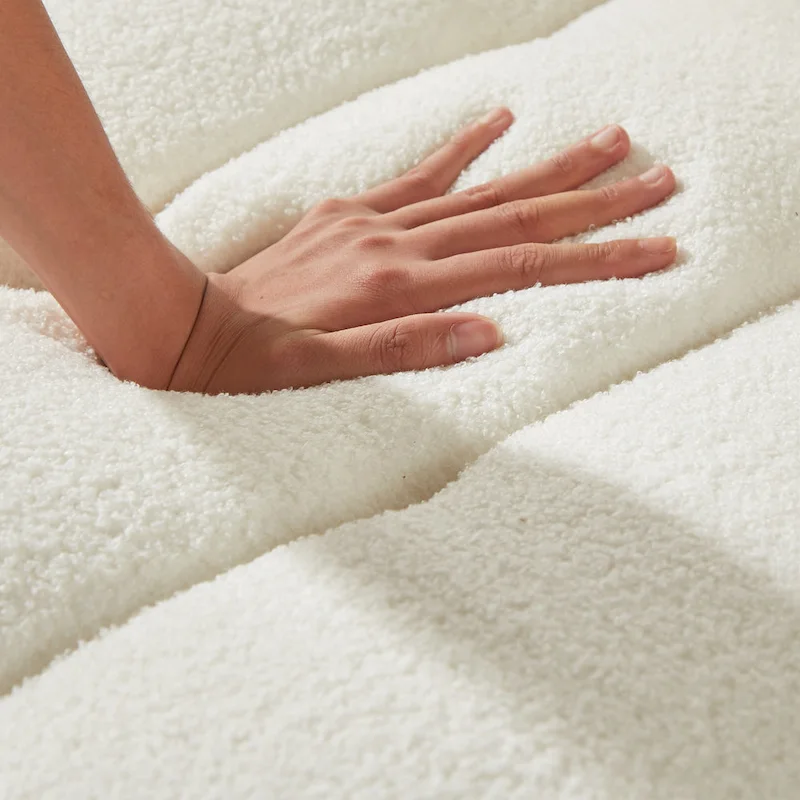 2-Pieces 6-Seat Teddy Fabric Sectional Sofa Set (3+3) with Wooden Frame & 6 Pillows