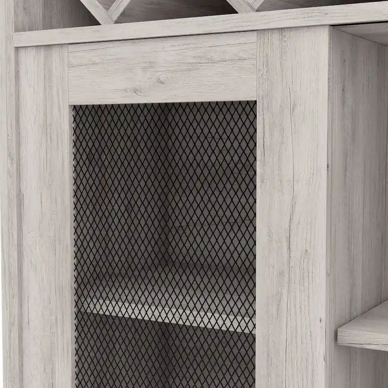 DH BASIC Farmhouse Four Shelf and Four Bottle Lattice-like Wine Buffet by Denhour