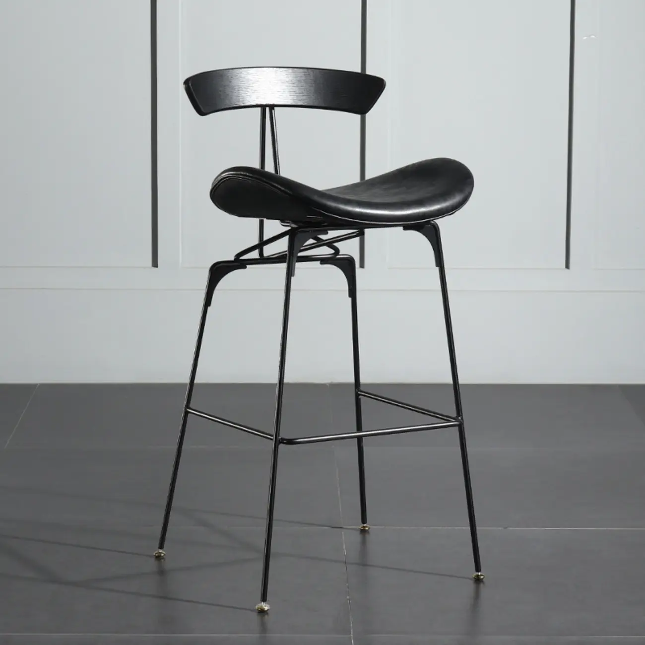 Modern Saddle Genuine Leather Low Back Bar Stool