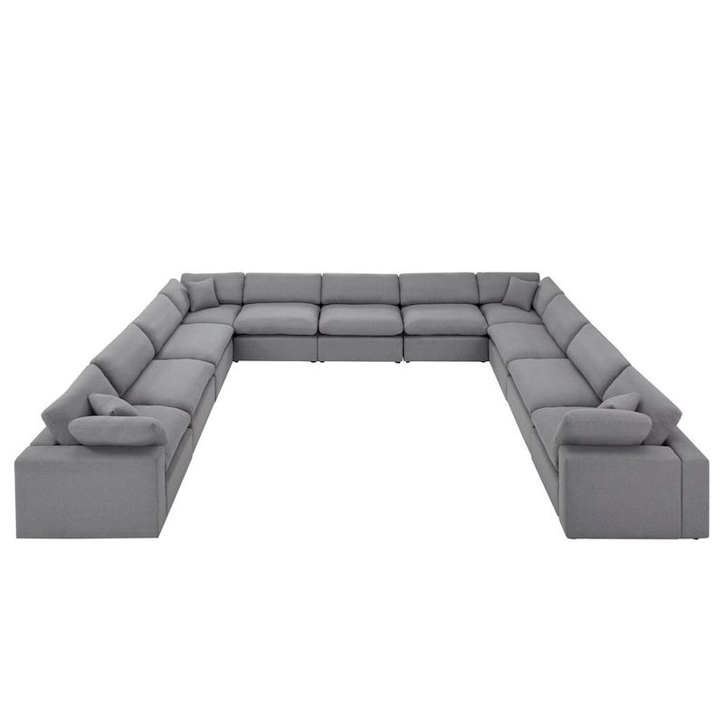 Anka Grey Linen Down Filled Cushioned 11-Seat Sectional Sofa by iNSPIRE Q Modern