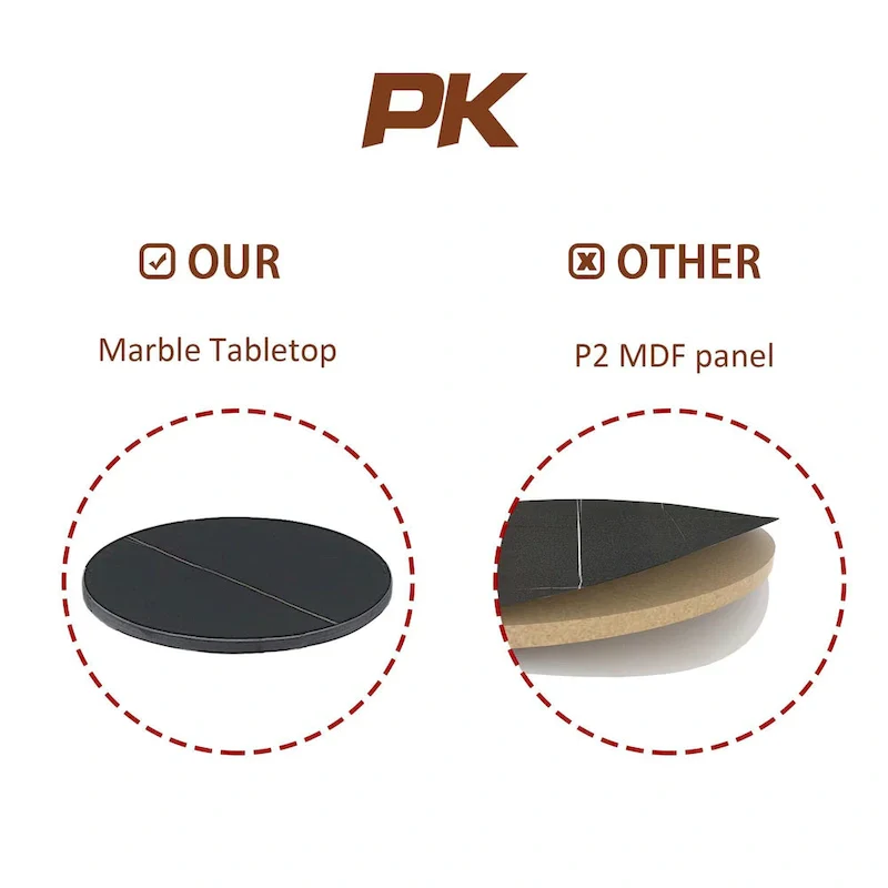 2-layer Round End Table/Coffee Table with Marble Tabletop