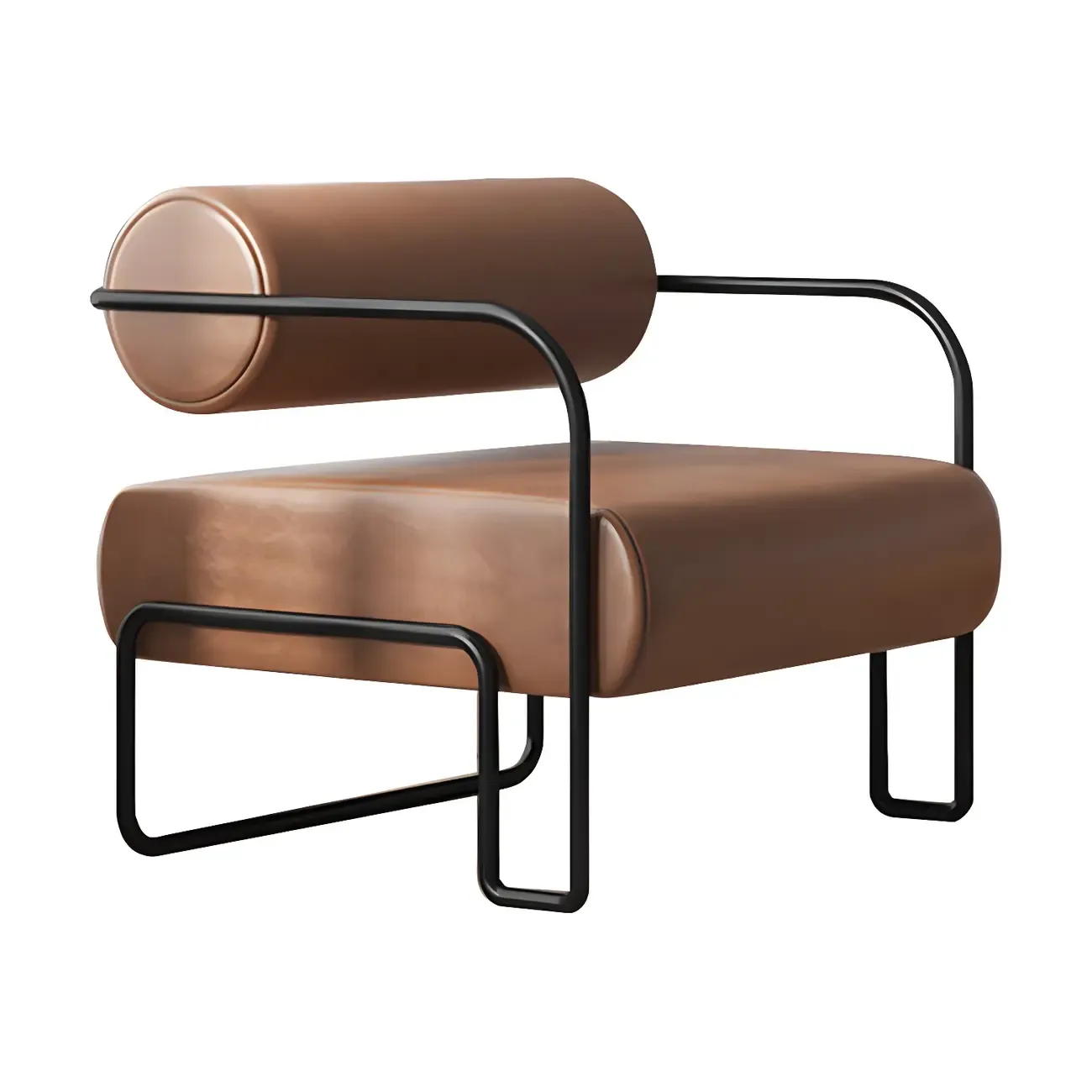 Industrial Leather/Velvet Accent Chair with Metal Frame