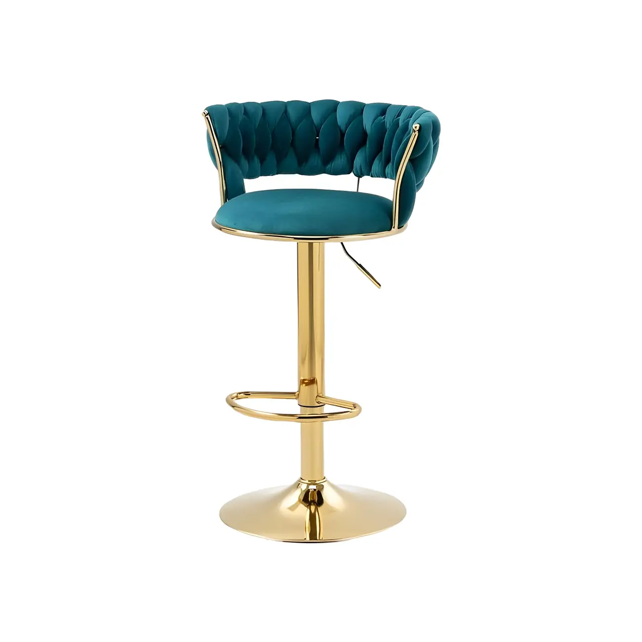 Gold Base Low Back Adjustable Swivel Bar Stool