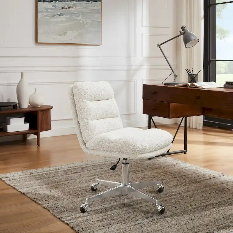 Art Leon Mid-Century Modern Genuine Leather Home Office Desk Chair