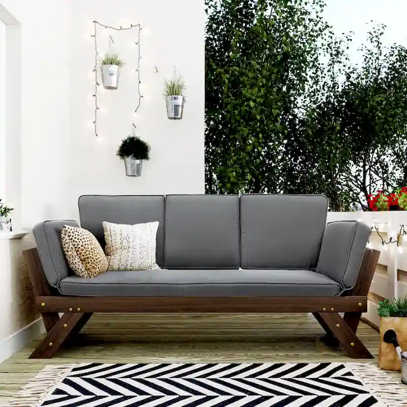 Nestfair Outdoor Adjustable Daybed Sofa Chaise Lounge with Cushions - N/A
