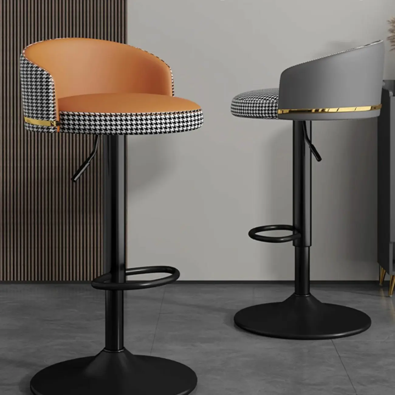 24 Inch Faux Leather Bar Stool Height Adjustable Modern