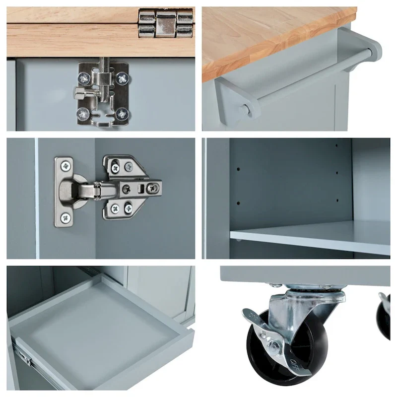 Rolling Kitchen Island w/ Foldable Counter Top,Towel Rack and Drawer