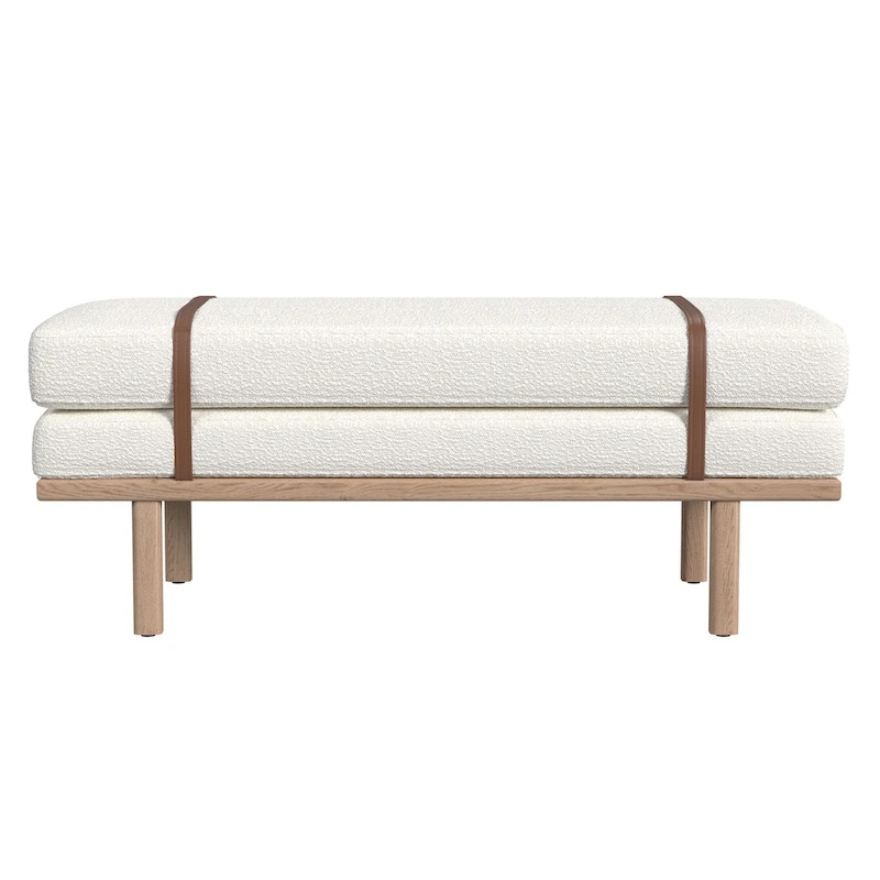 HomePop upholstered Bench with Wood Base