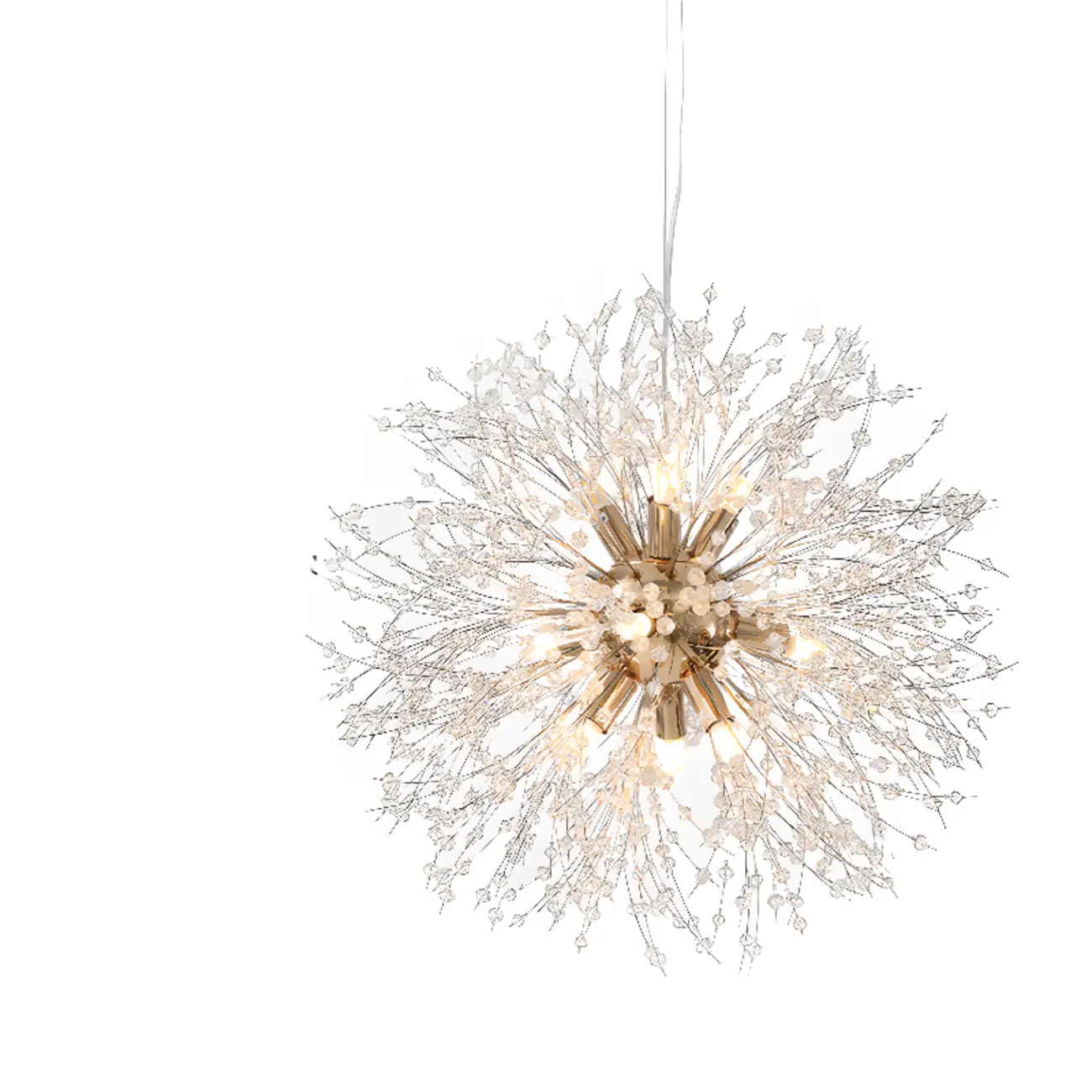 Modern Crystal Globe Chandelier with Starburst Design
