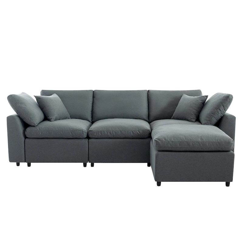U_STYLE Down Filled Upholstery Convertible Sectional Sofa, L Shaped Couch with Reversible Chaise