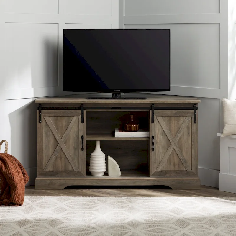 Middlebrook 52-inch Sliding Barn Door Corner TV Stand