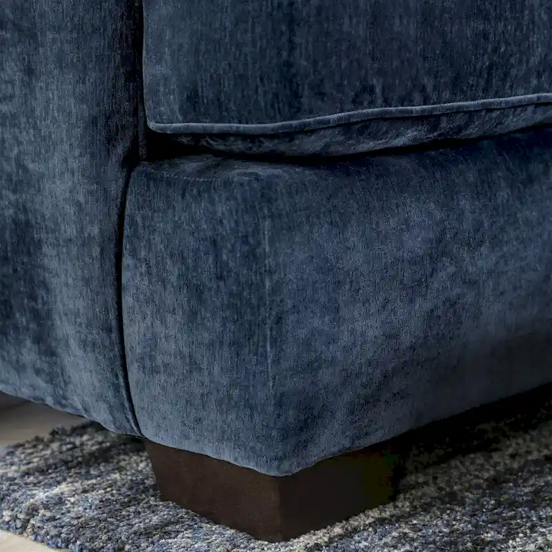 Parthage Contemporary Navy Chenille Sectional by Furniture of America