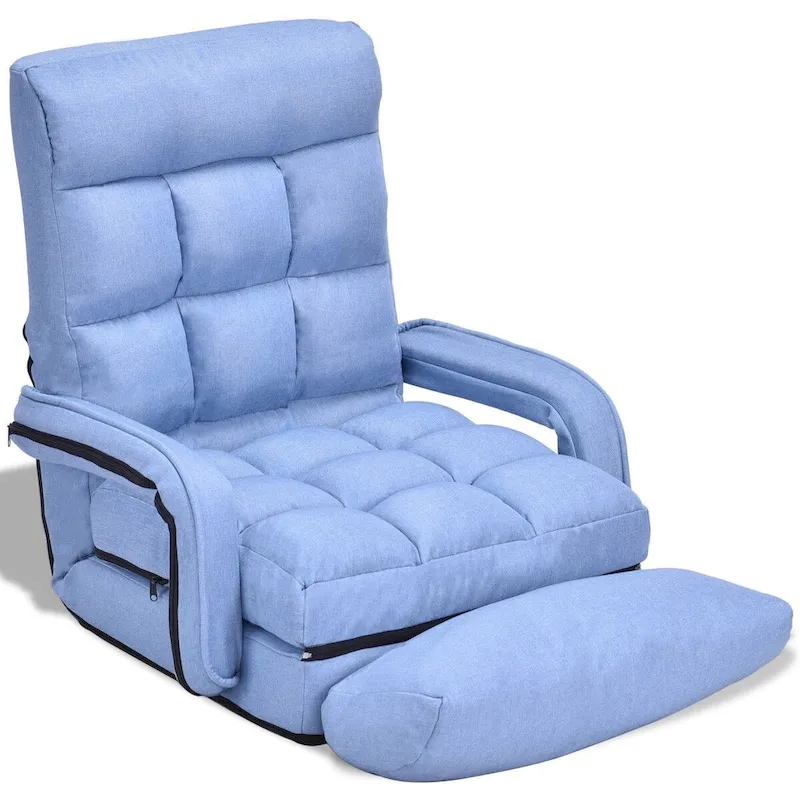 Folding Lazy Floor Chair Sofa with Armrests and Pillow - 22 x 26 x 29 (L x W x H)