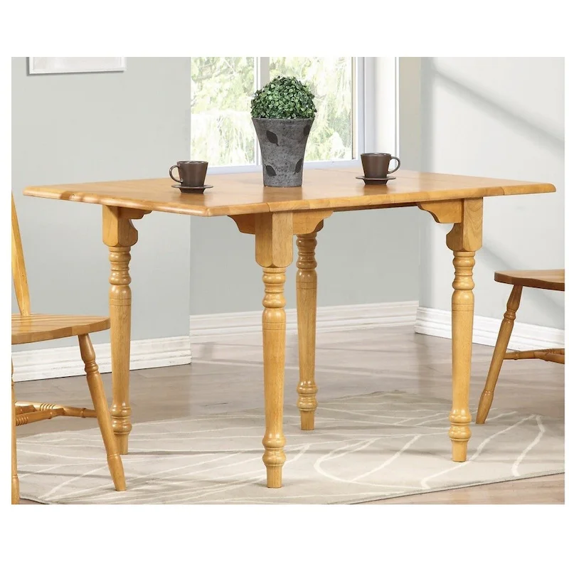 72 Light Oak Finish Drop Leaf Solid Extendable Dining Table