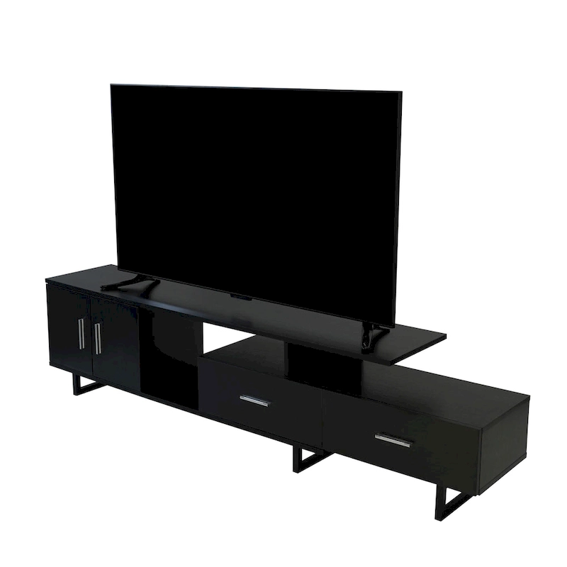 Avery 55-inch 2-Drawer 4-Shelf TV Stand in Steel