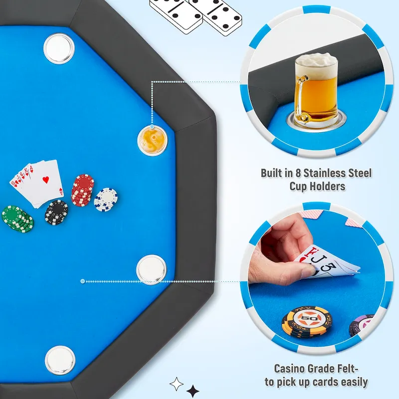 AVAWING 8 Players Game Poker Table Casino Leisure