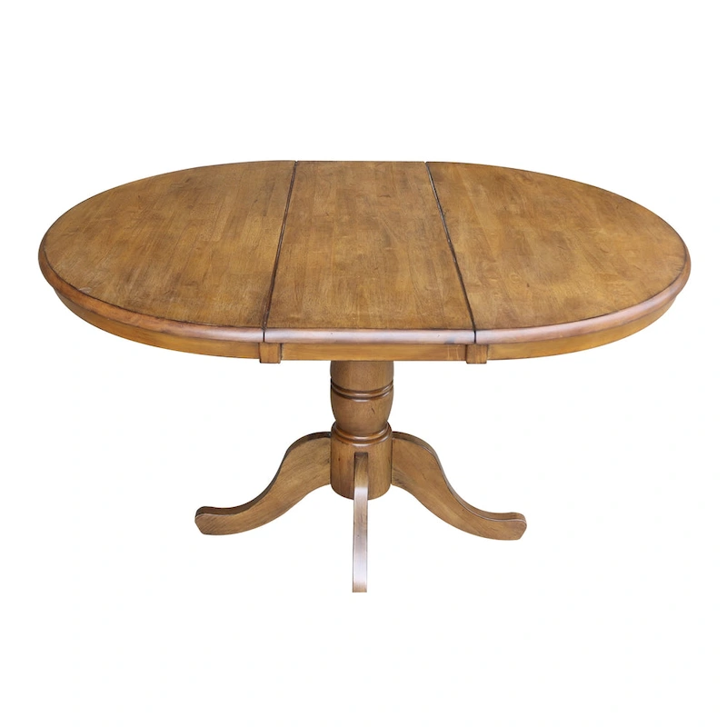 36 Round Pedestal Table with 12 Leaf in Pecan