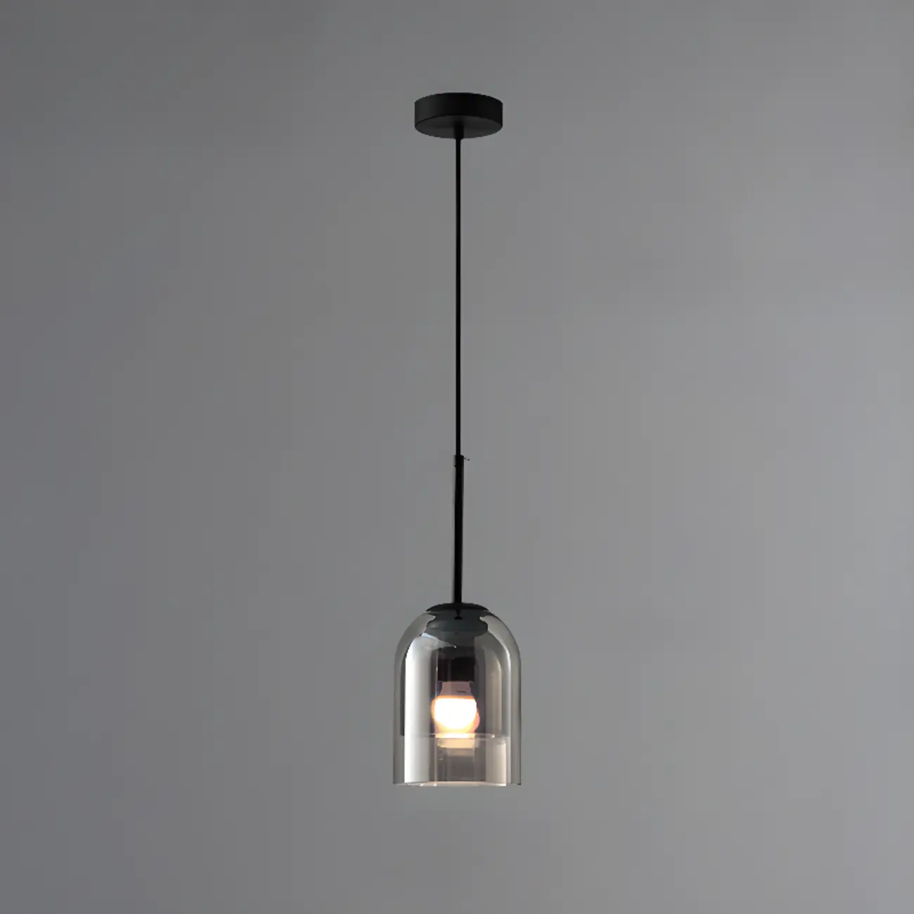 Modern Metal Gray Glass Cylinder Pendant Light