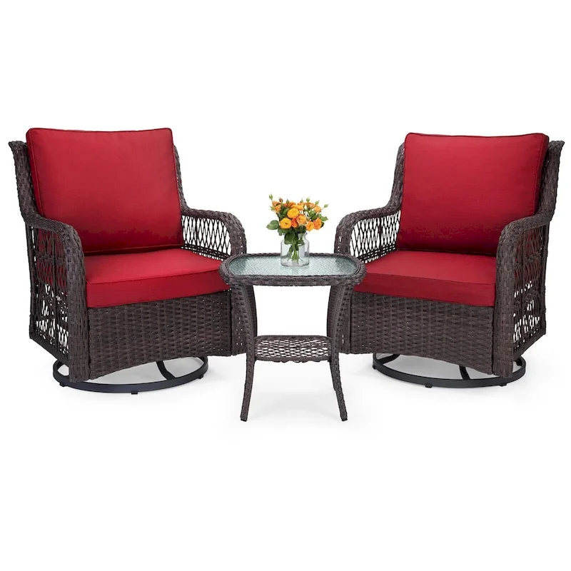 3 Pieces Rocking Wicker Bistro Set