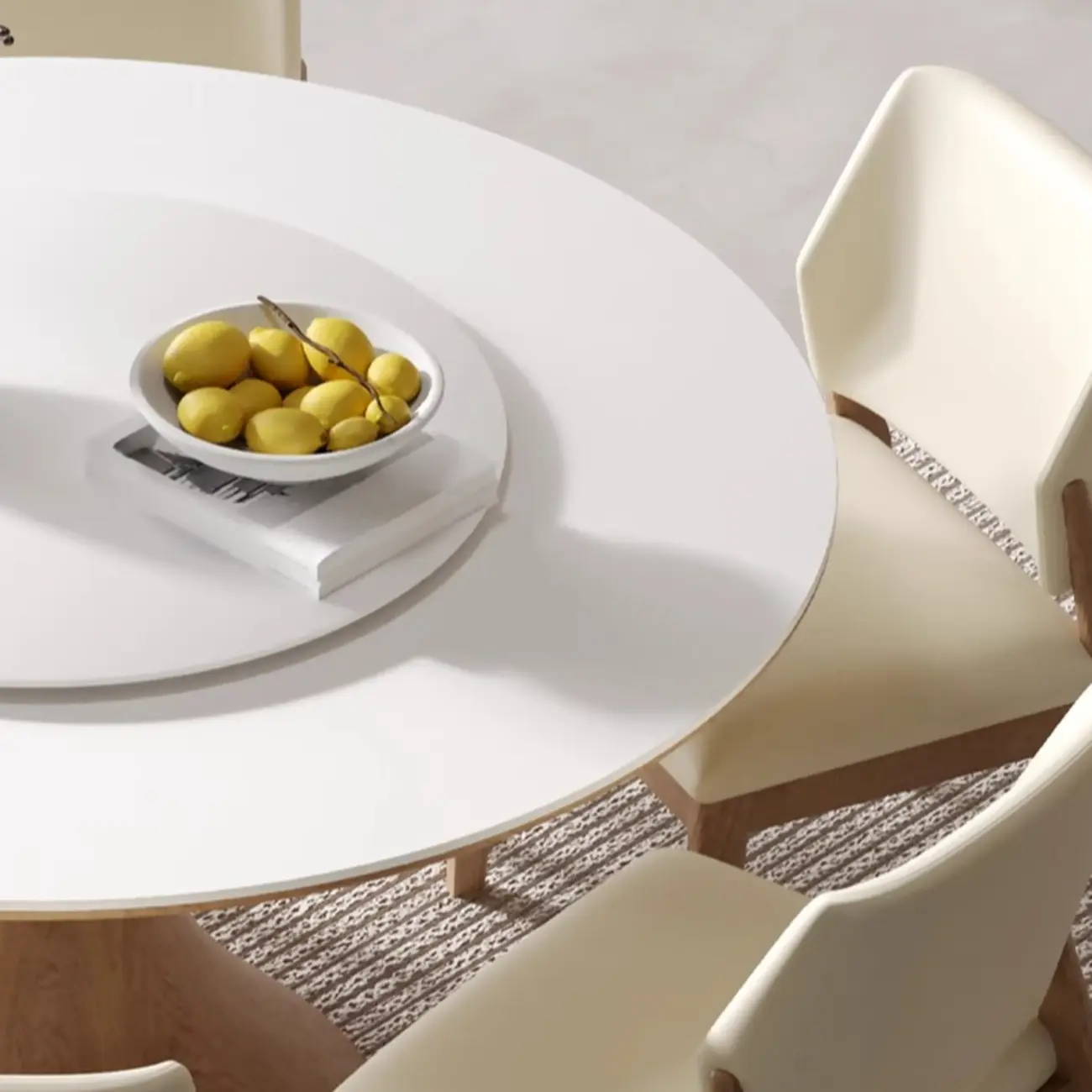 Modern White Stone Round Dining Table
