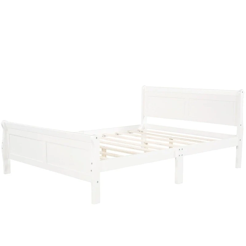 Twin/Full/Queen Wood Frame Sleigh Bed with Footboard