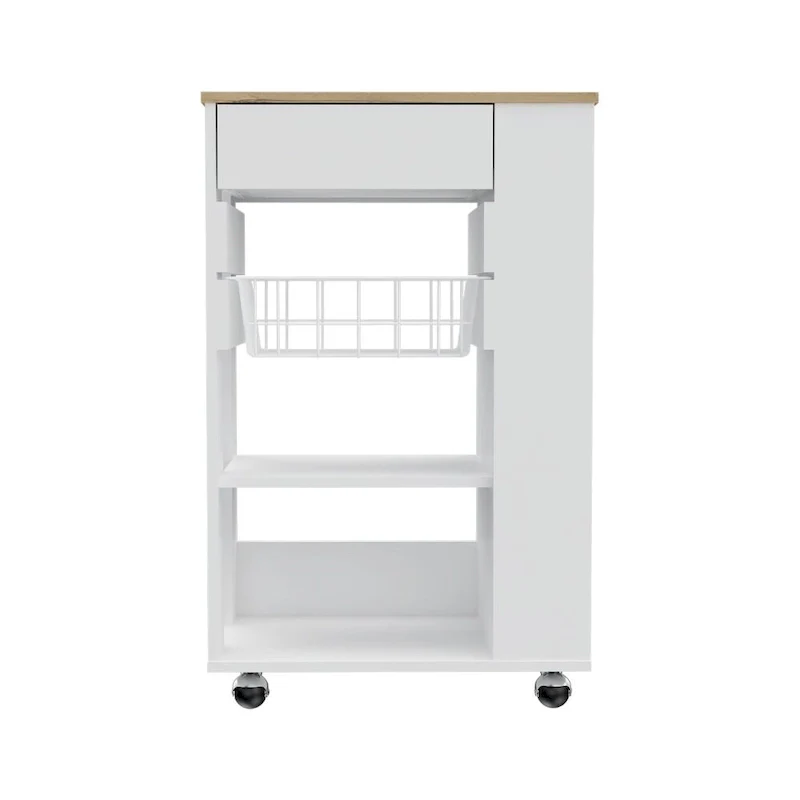 Kitchen Cart for Kitchen, Dining Room,Living Room, White / Light Oak